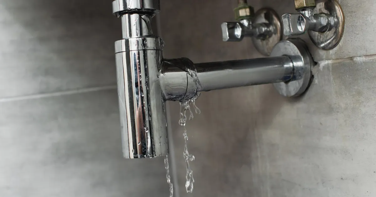 A close-up view of a faucet with water flowing, highlighting the clarity and movement of the water.
